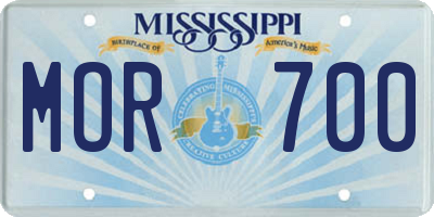 MS license plate MOR700