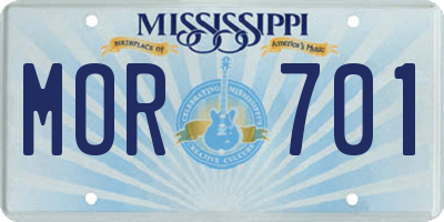 MS license plate MOR701