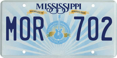 MS license plate MOR702
