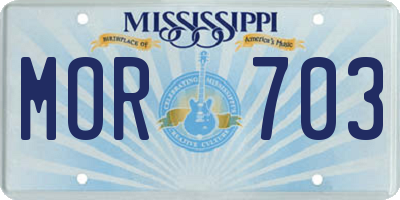 MS license plate MOR703
