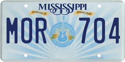 MS license plate MOR704