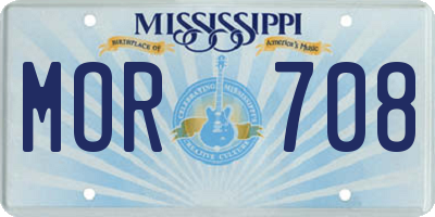 MS license plate MOR708