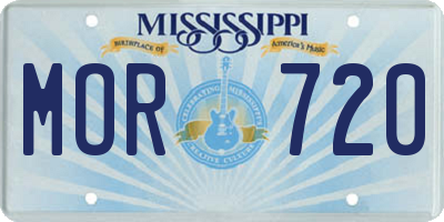 MS license plate MOR720
