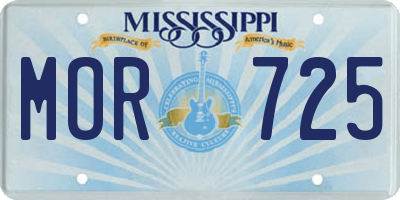 MS license plate MOR725