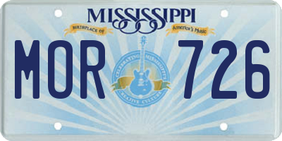 MS license plate MOR726