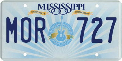 MS license plate MOR727