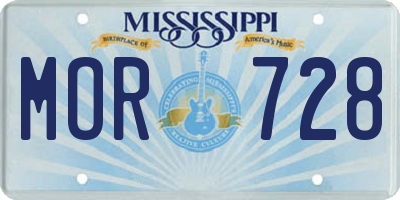 MS license plate MOR728