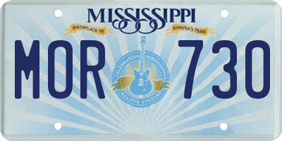 MS license plate MOR730