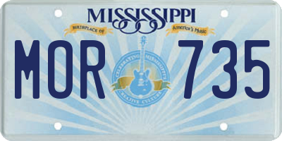 MS license plate MOR735
