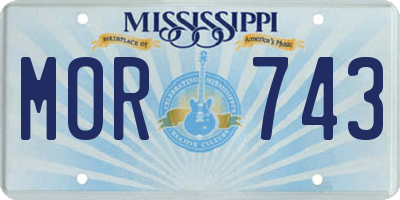 MS license plate MOR743