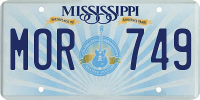MS license plate MOR749