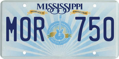MS license plate MOR750