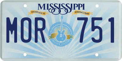MS license plate MOR751