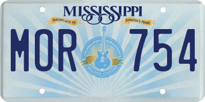 MS license plate MOR754