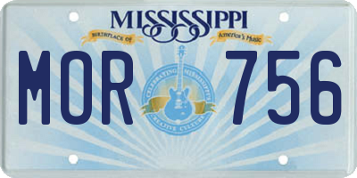 MS license plate MOR756