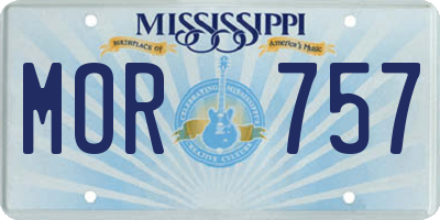MS license plate MOR757