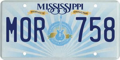 MS license plate MOR758