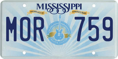 MS license plate MOR759
