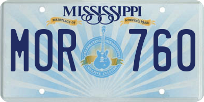 MS license plate MOR760