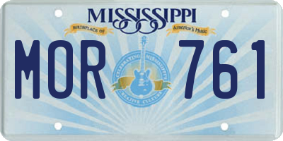 MS license plate MOR761
