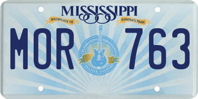 MS license plate MOR763