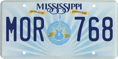 MS license plate MOR768