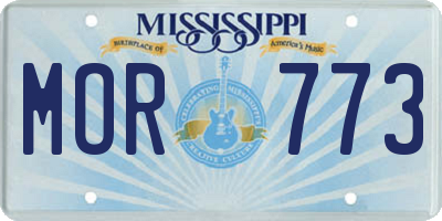 MS license plate MOR773