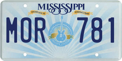 MS license plate MOR781