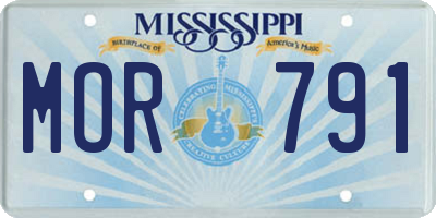 MS license plate MOR791