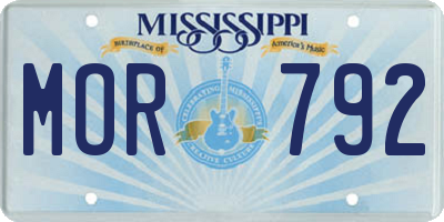 MS license plate MOR792