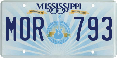 MS license plate MOR793