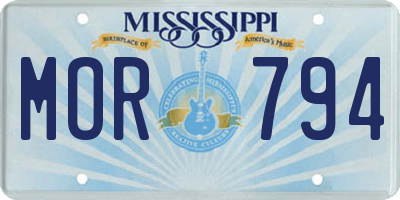 MS license plate MOR794