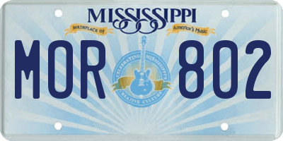 MS license plate MOR802
