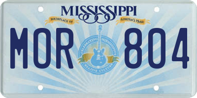 MS license plate MOR804