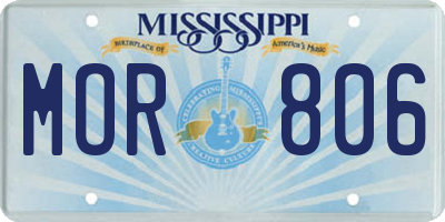 MS license plate MOR806