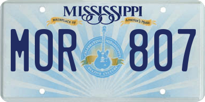 MS license plate MOR807
