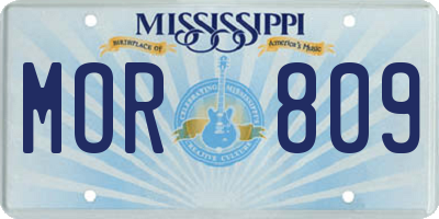 MS license plate MOR809