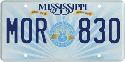 MS license plate MOR830