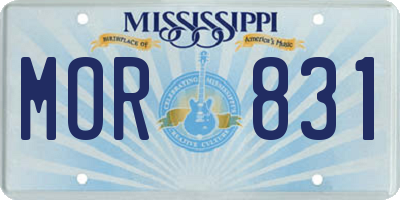 MS license plate MOR831