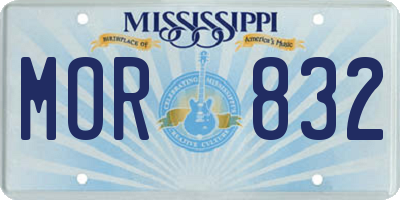 MS license plate MOR832