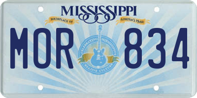 MS license plate MOR834