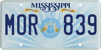 MS license plate MOR839
