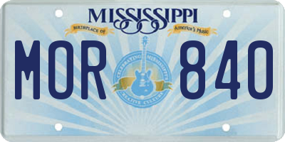 MS license plate MOR840
