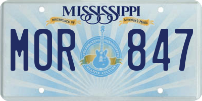 MS license plate MOR847