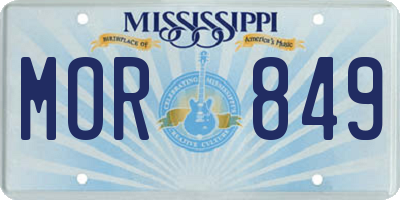 MS license plate MOR849