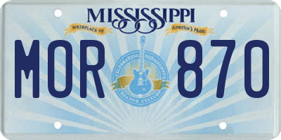 MS license plate MOR870