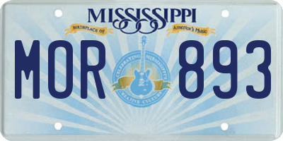 MS license plate MOR893