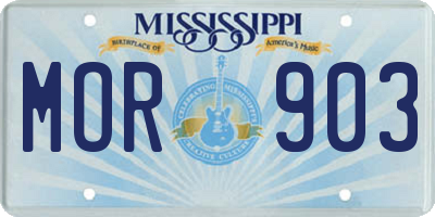 MS license plate MOR903