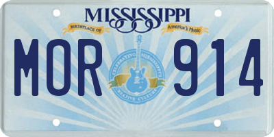 MS license plate MOR914