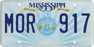 MS license plate MOR917